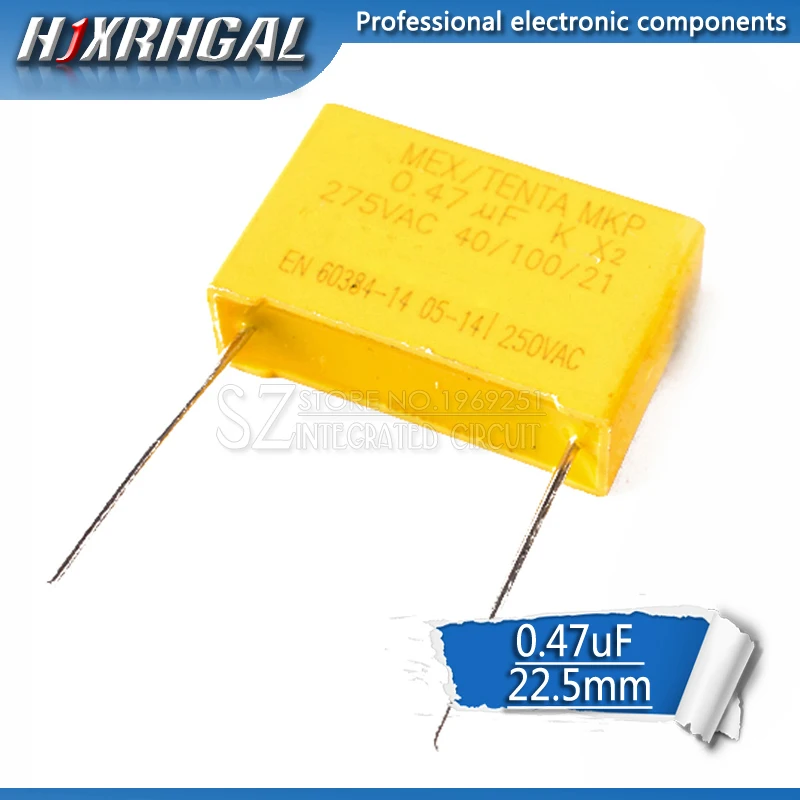 

10pcs 470nF capacitor X2 capacitor 275VAC Pitch 22.5mm 0.47uF X2 Polypropylene film capacitor hjxrhgal