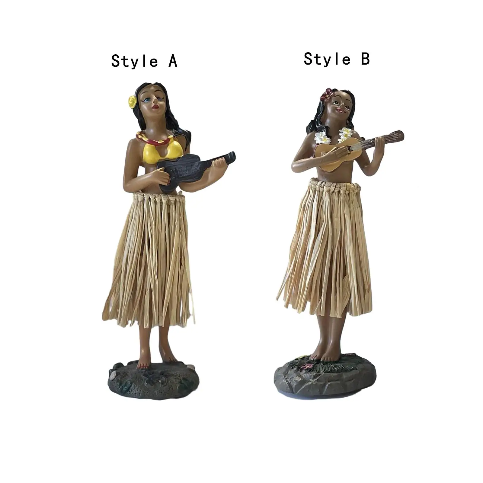 Hawaiian Dashboard Doll with Guitar Souvenir 6.29inch Collection Figurines Vintage Style Dashboard Bobbleheads Ornament