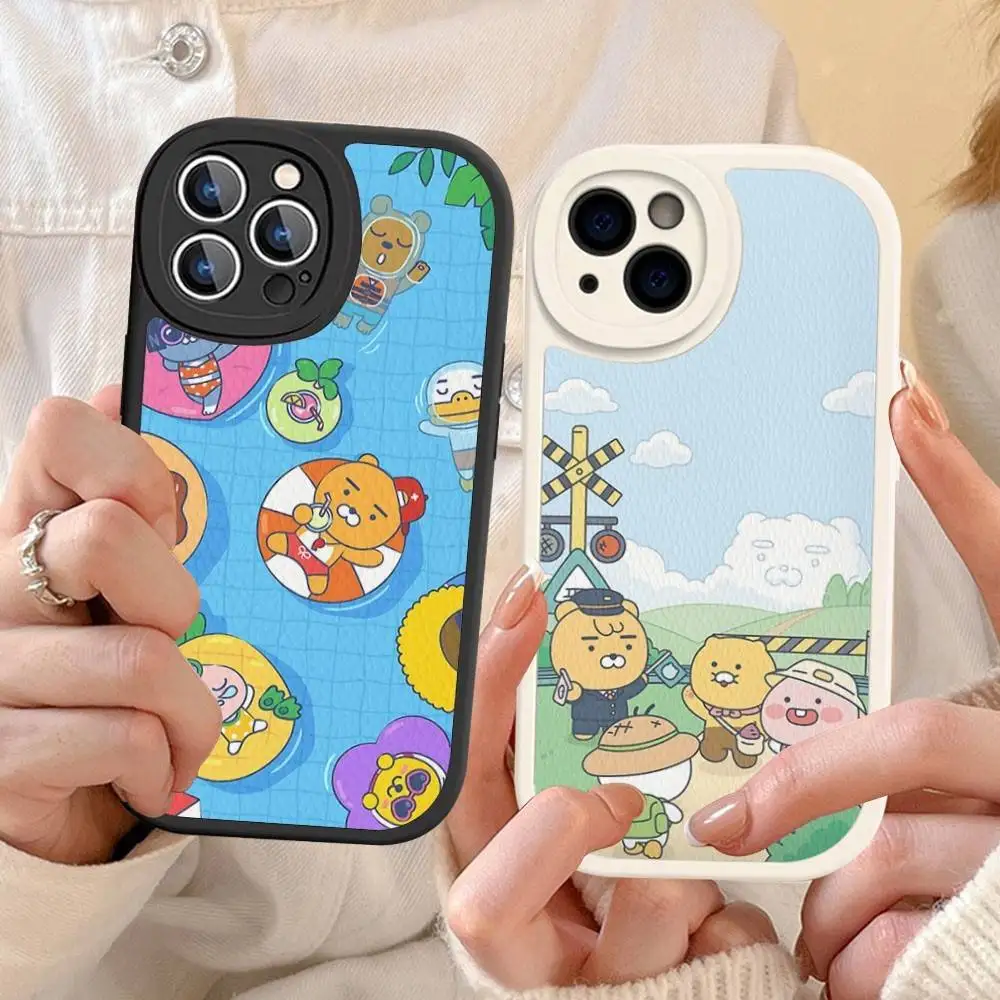 K-Kakao Friends Phone Case For IPhone 11 12 13 14 15 16 Pro Max Plus Leather Cover