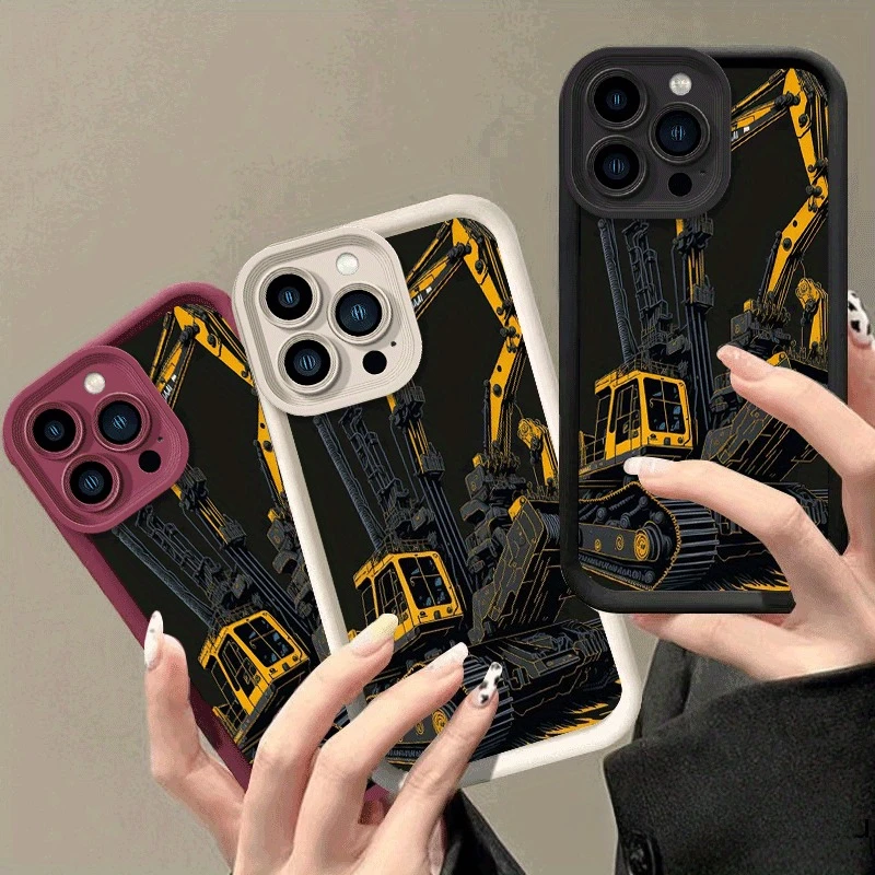 حافظة هاتف محمول بنمط حفارة لهاتف آيفون 17 16 برو 15 برو 14 13 12 11 XS 14 PRO MAX 16 plus 14Pro 12pro غلاف ناعم