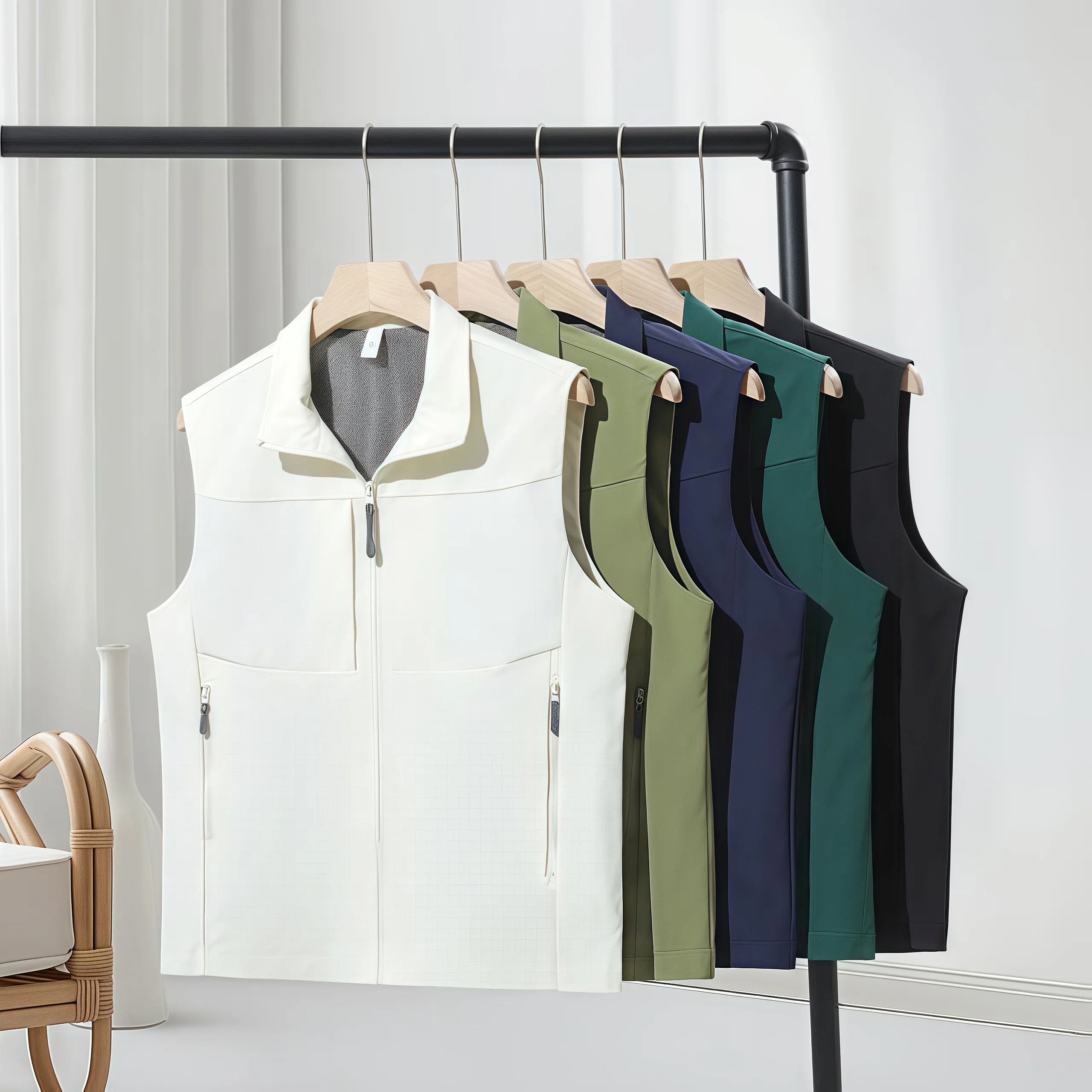 

Водонепроницаемая однослойная жилетка из ткани Оксфорд с лацканами, однотонная рабочая форма без рукавов, командная форма, деловой повседневный жилет на заказ