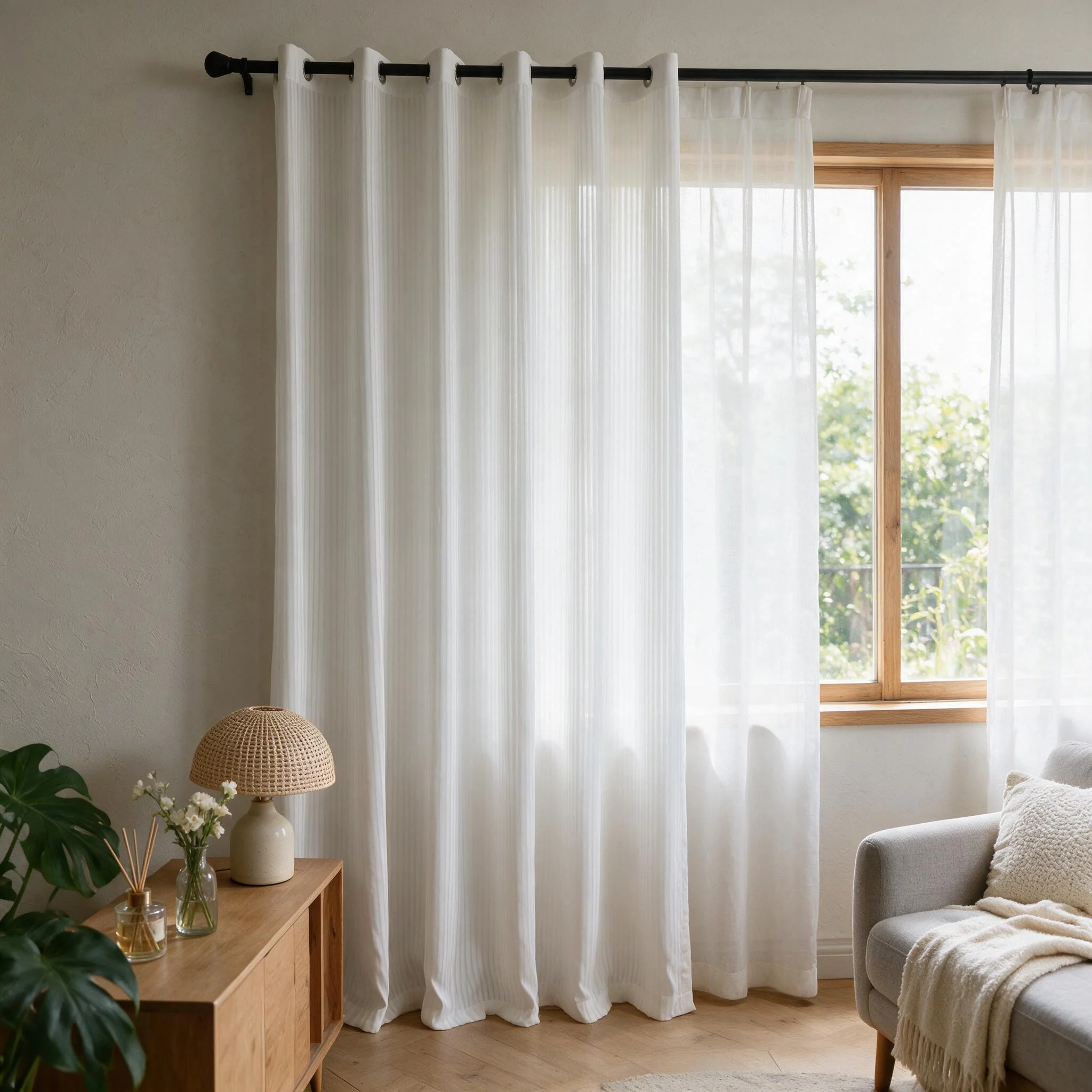 1pc Sheer Curtain, Non-Transparent Privacy Transparent Curtain, Durable Anti-Pull Lace, Easy Install for Living Room Bedroom Din