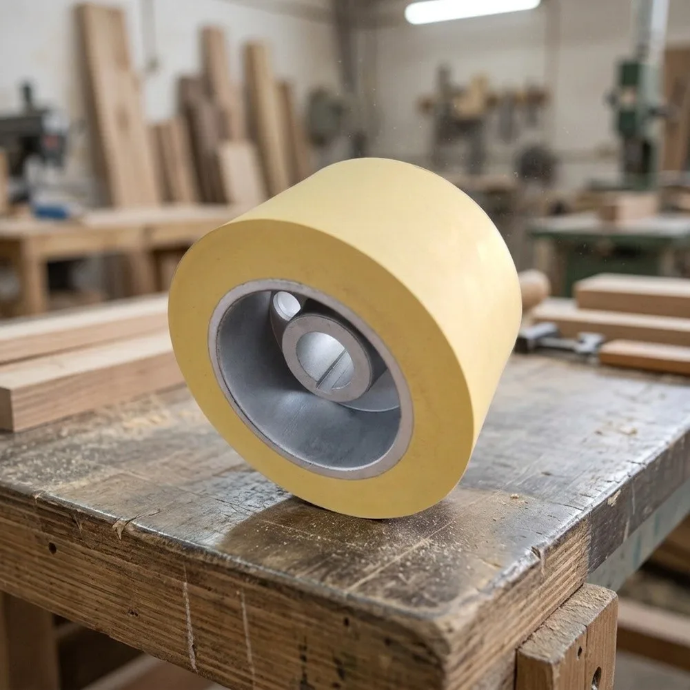 Industrial Rubber Feed Roller Compatible with Woodworking Conveyors and Feeding Systems 100 mm Length 20 mm Bore