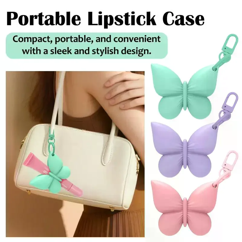 Portable Silicone Lip Balm Holder Keyring for Easy Access Stylish Bowknot Design