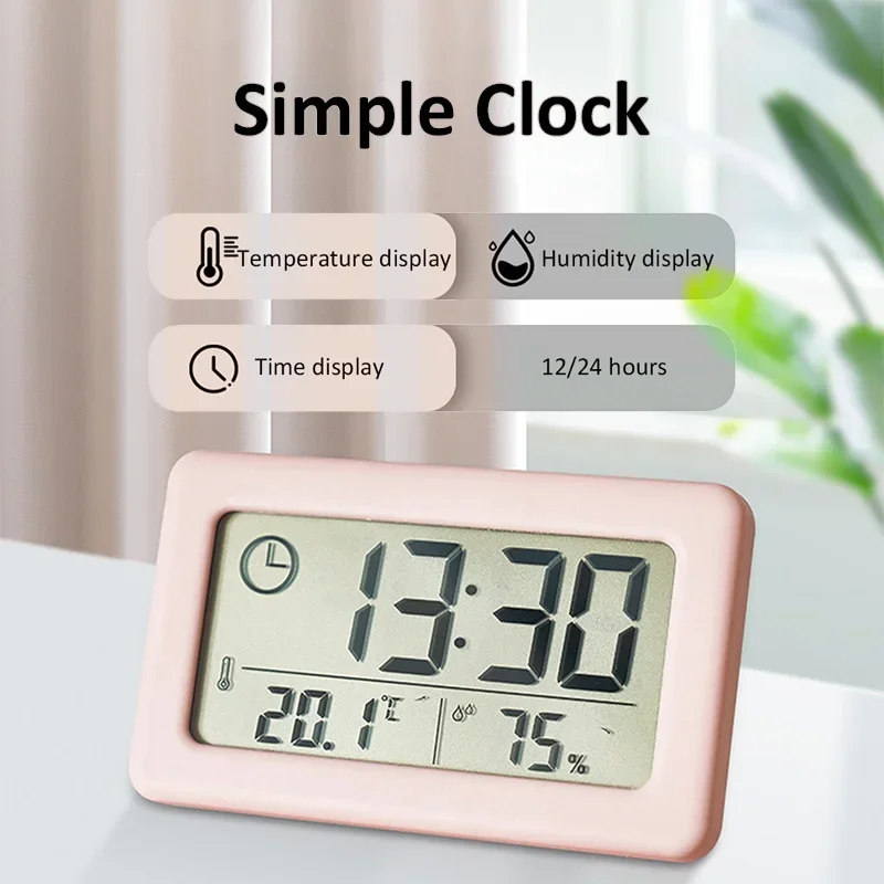 Mini Digital Alarm Clock with Temperature&Humidity Display Ultra-thin Desk Clock Table Clock for Kitchen Office Home Decorations