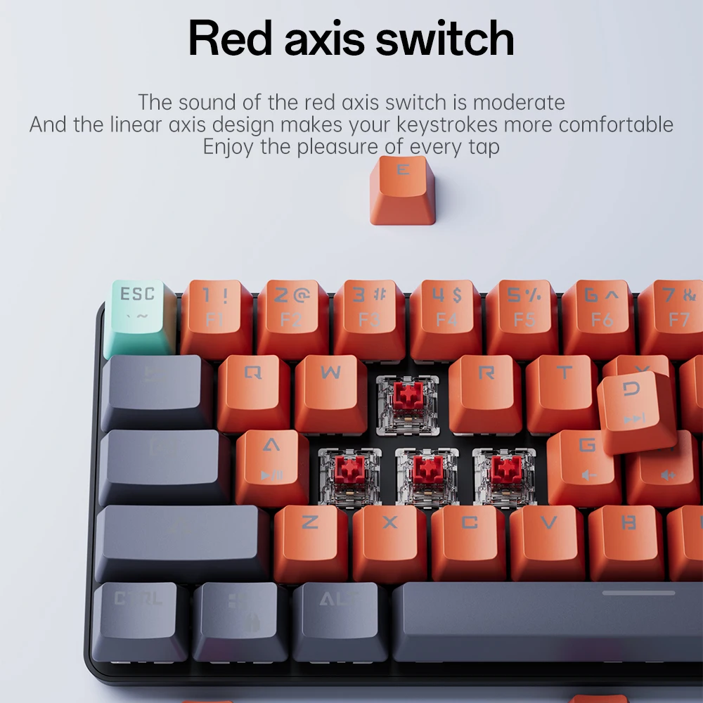 MUCAI MKA610 USB Mini Esports Mechanical Wired Keyboard Red Axis LED Light Effect Gaming PC Laptop Removable Cable