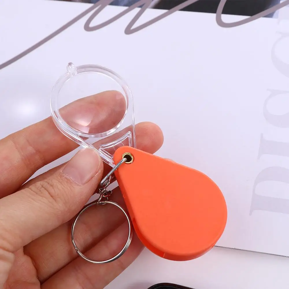 Handheld Durable Lens Loupe Keychain Key Ring Magnifying Glass Magnifier with Key Chain Microscope Folding Magnifier