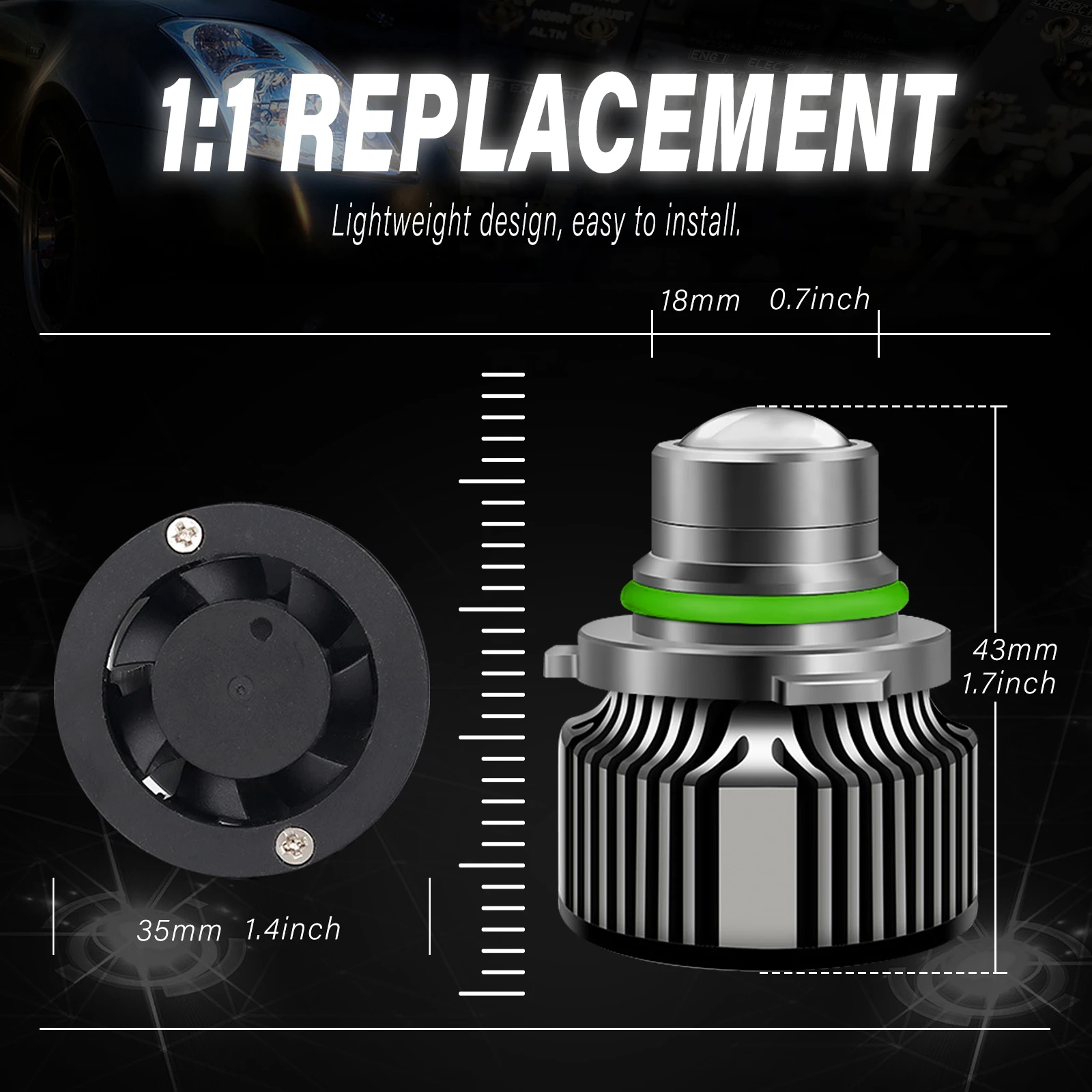 2Pcs Turbo LEDCar Headlight Lights 9005 9006 HB3 9006 HB4 Lens H7 H11 Led Fog Light Bulb H8 H16 jp CSP 8000K 6000K 3000K Green