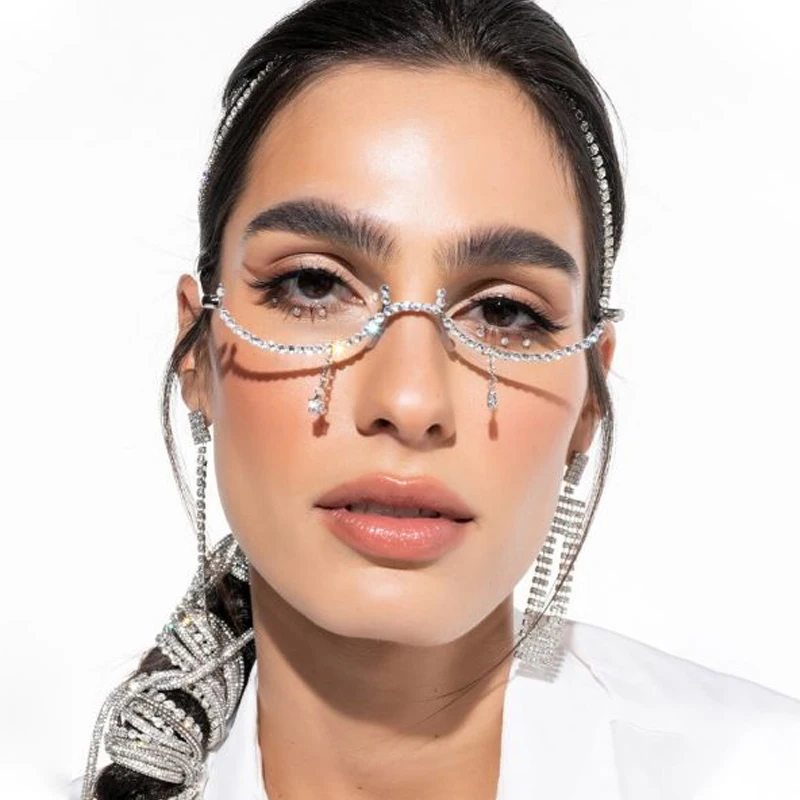 Stonefans Pendant Glasses Frame Designer Luxury Retro Sunglasses Boho Without Lens Women\'s Accessories Eyes Glasses Face Jewelry