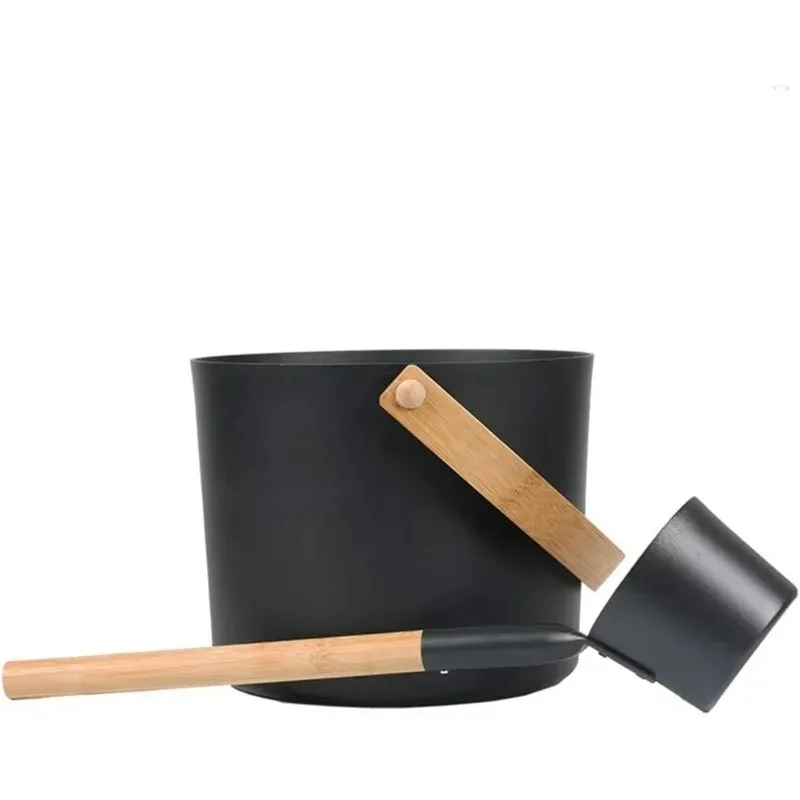 

Black aluminum sauna bucket sauna spoon sauna accessories ladle bucket set