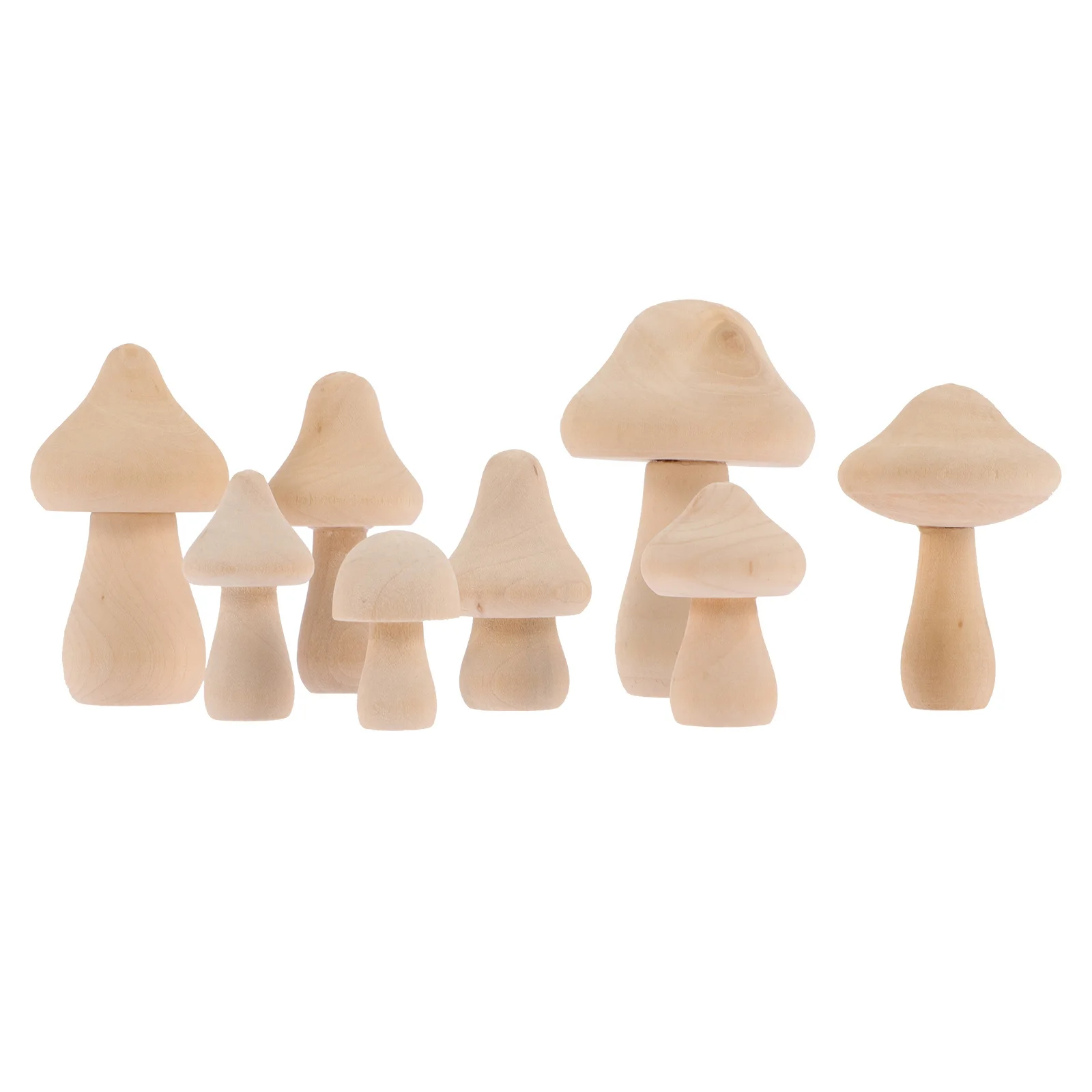 8 Uds. De clavijas de setas de madera DIY, juego de manualidades sin pintar para niños, actividad de arte educativo, adorno de decoración para el hogar y la Oficina