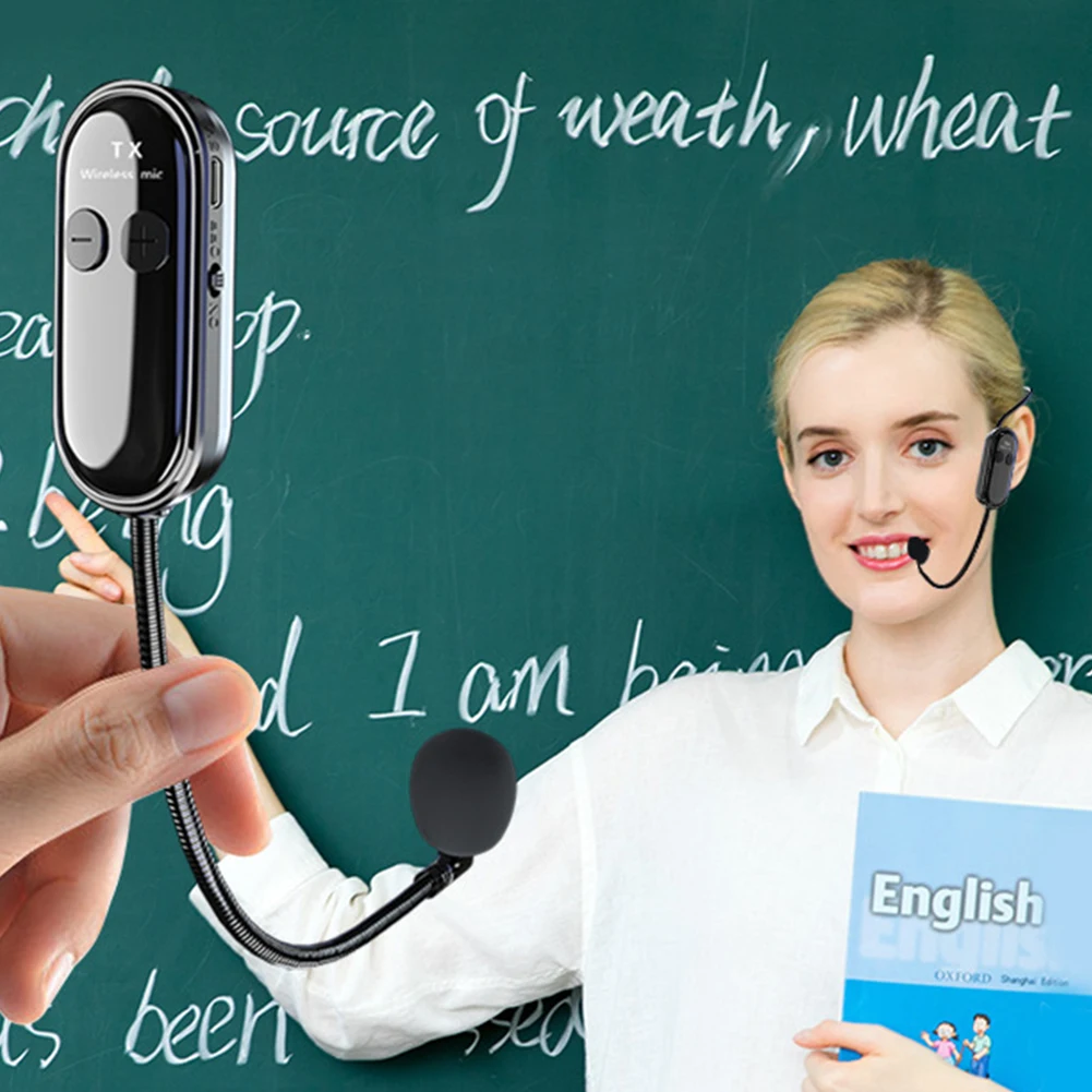 2.4G Wireless Microphone Headset Long Range Headset Mic Head Handheld Mic 2 in 1 for Voice Amplifier Stage Speakers Teach