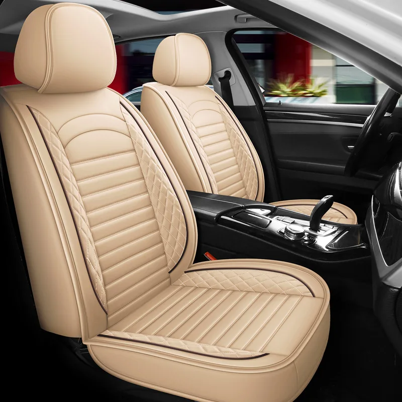 

Dual Arch Design Genuine Leather Full Coverage Car Seat Covers All Season 5-Seater Specific for Compact Cars SUVs Sedans Premium