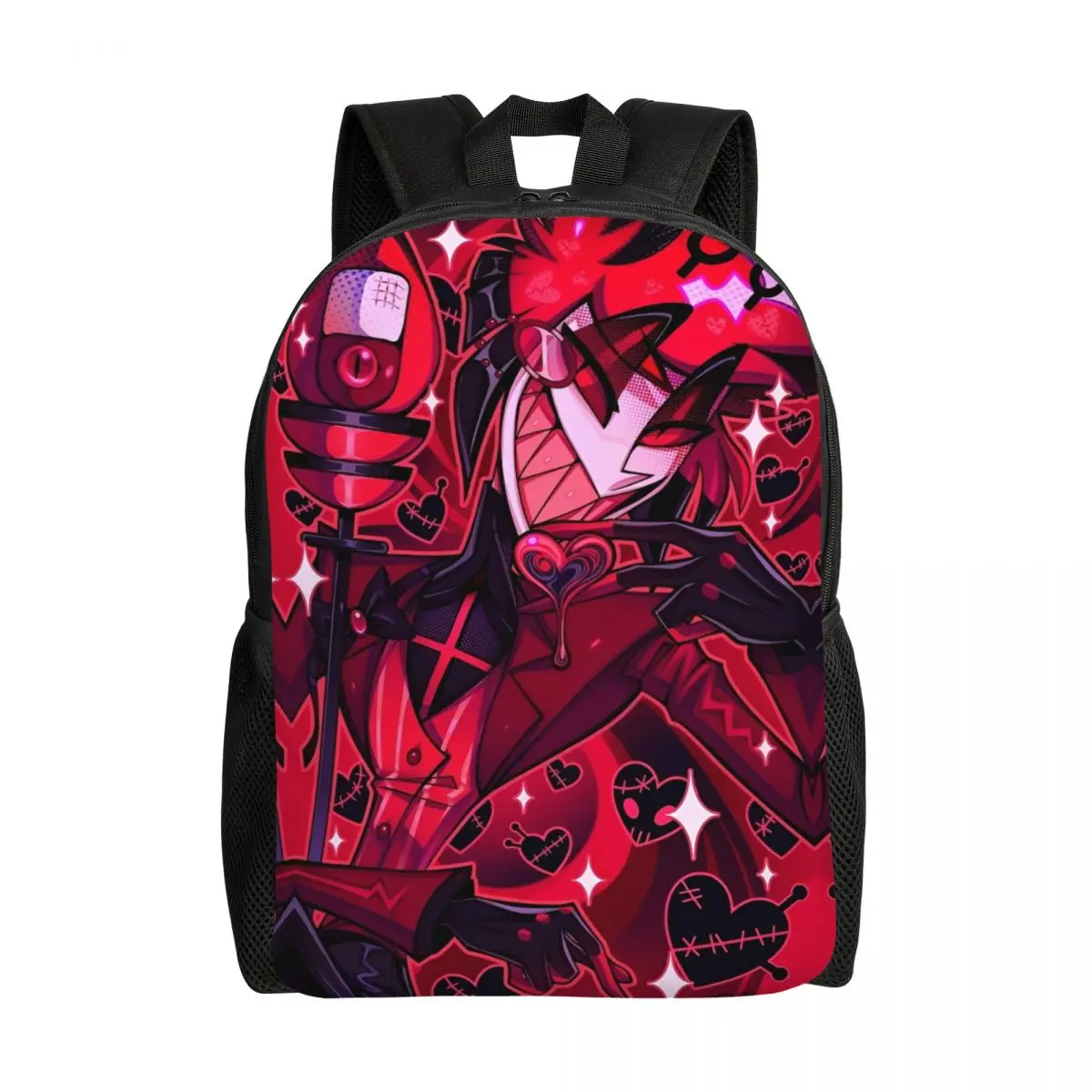 

Hazbins Anime Hotels Backpack Student Unisex Polyester Camping Backpacks Big Kawaii High School Bags Rucksack