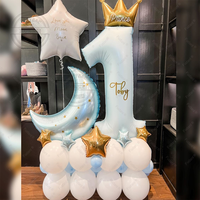 33pcs 1-year-old Crown Digit Aluminum Film Balloon for Boys and Girls Birthday Party One Year Old Birthday Decoratio Balloon Toy