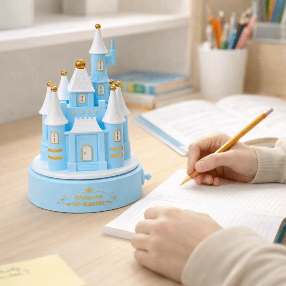 Cartoon Castle Rotating Music Box Exquisite Romantic Style Mechanical Music Box Handwork Craft Birthday Music Box
