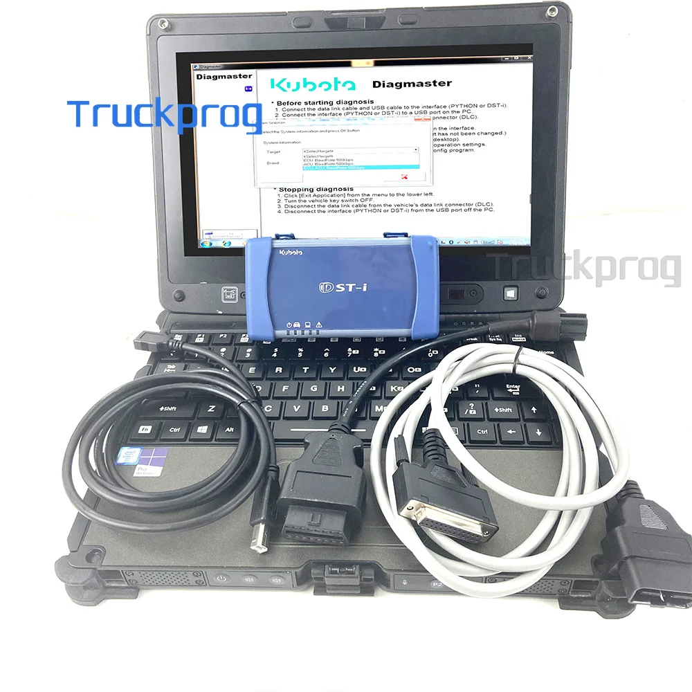 لـ KUBOTA Diagmaster DSTI DST-i مجموعة تشخيصية (PYTHON) KUBOTA Takeuchi أداة الماسح الضوئي التشخيصي Getac V100 للكمبيوتر المحمول