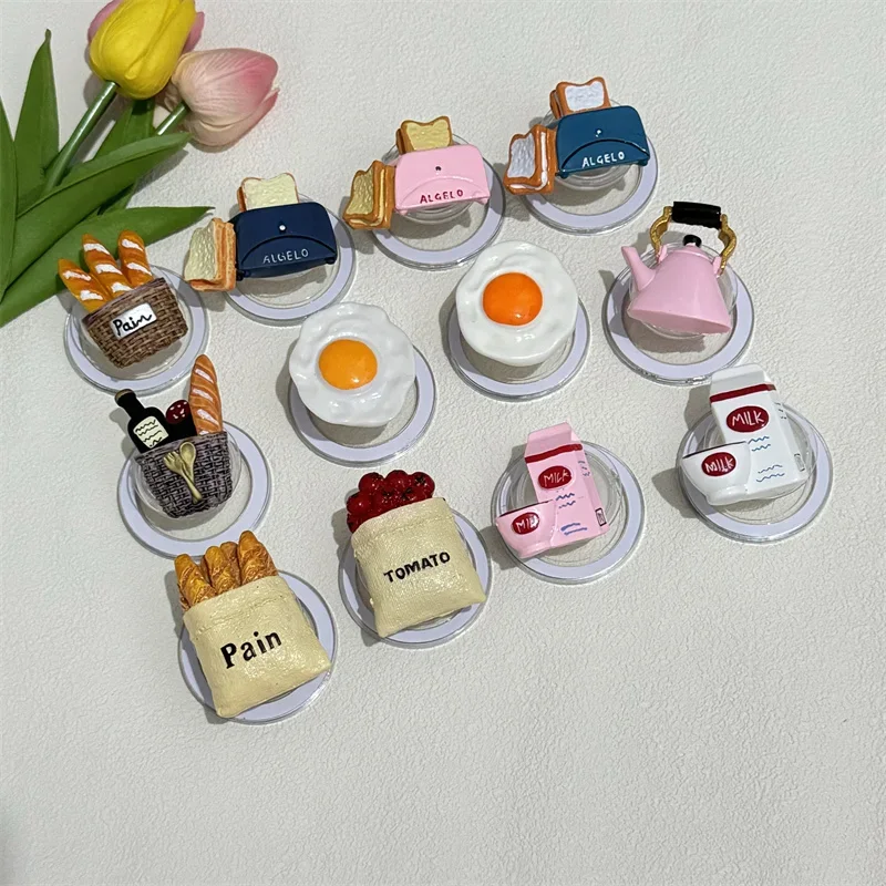 Korean Funny Eggs Kettle Bag Tomato Bread Food Milk Griptok Grip Tok Phone Accessories Bracket For Magsafe Magnetic Cover Holder