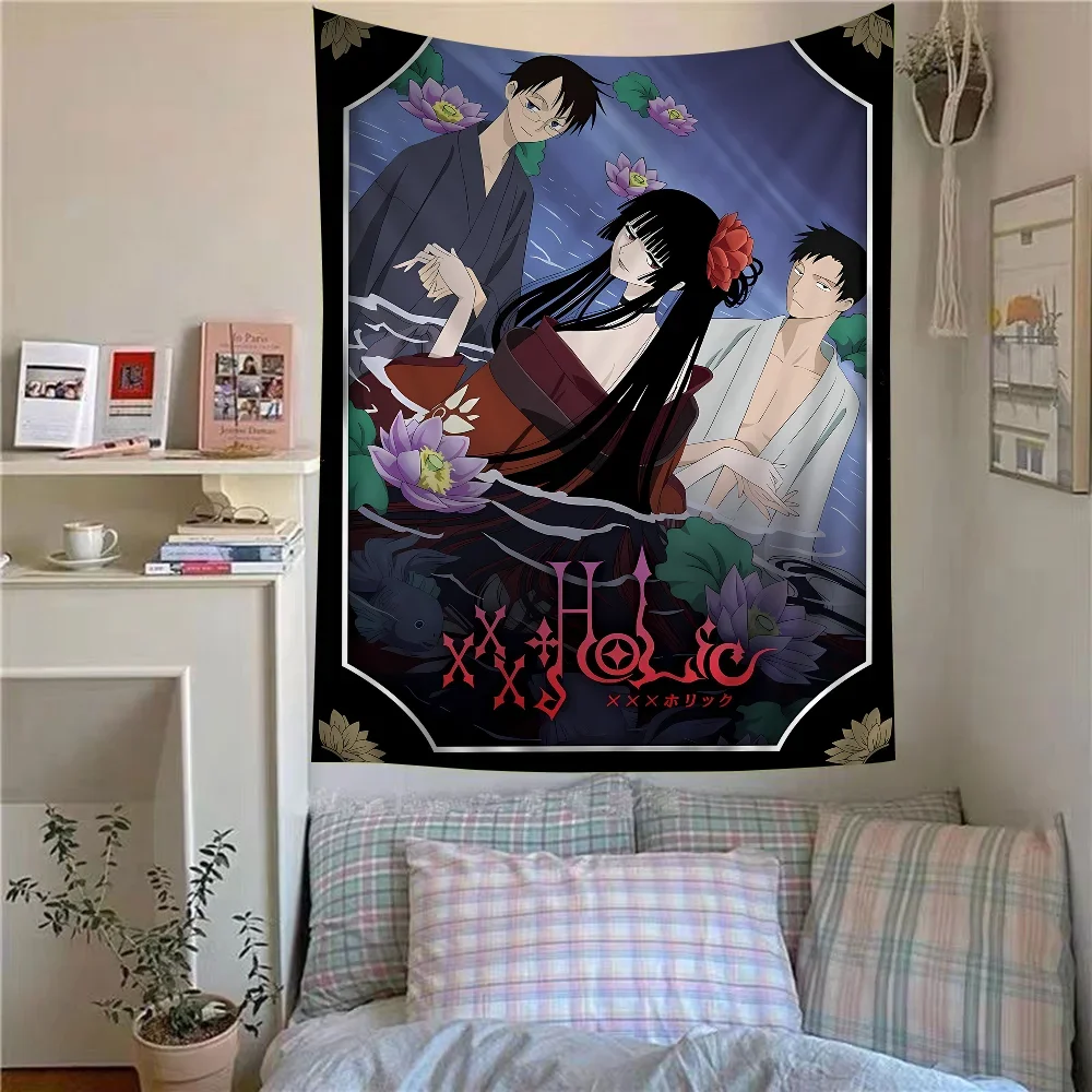 Tapiz de Anime xxxHolic, alfombras de pared de flores Hippie, decoración de dormitorio, colgante de pared, decoración del hogar