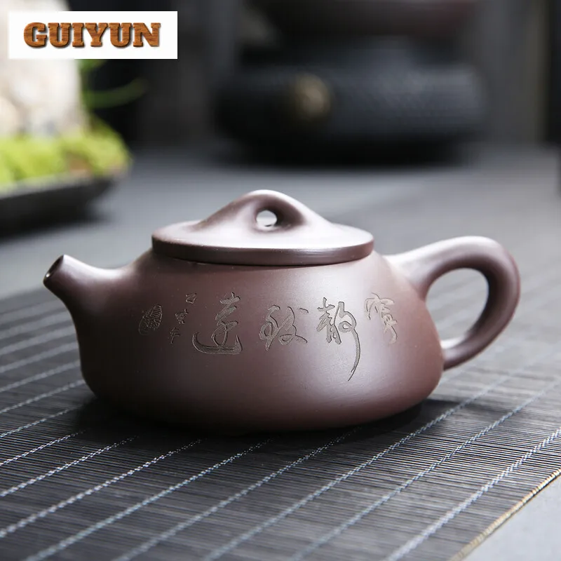 165ml Classic Yixing Purple Clay Teapot Handmade Zhu Mud Stone Scoop Kettle Ball Hole Filter Tea Infuser Chinese Zisha Tea Sets