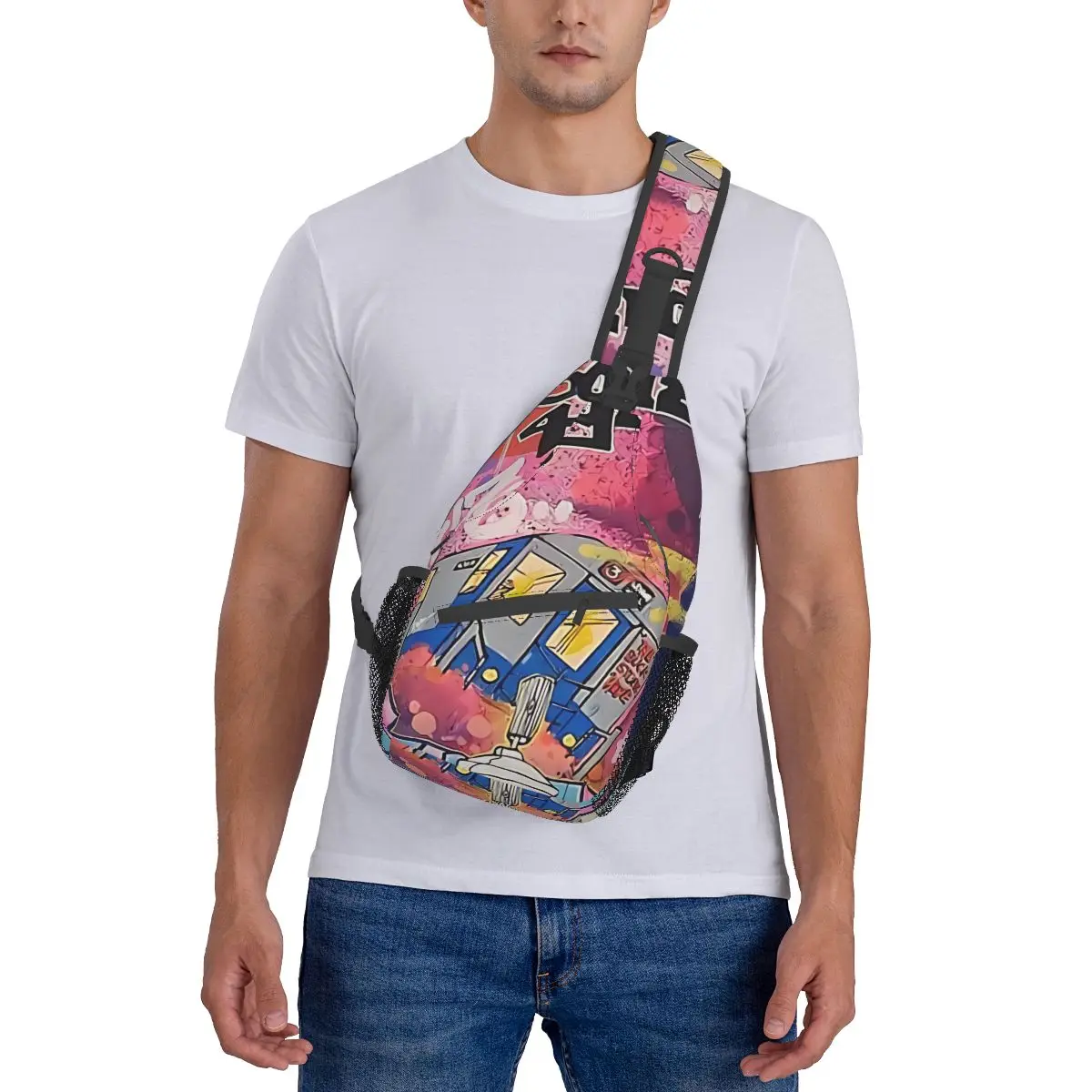 TKid murale illustrazione borse a tracolla a tracolla stile Graffiti tasche artistiche pacchetto da viaggio Messenger sport adolescenti borsa a tracolla Unisex