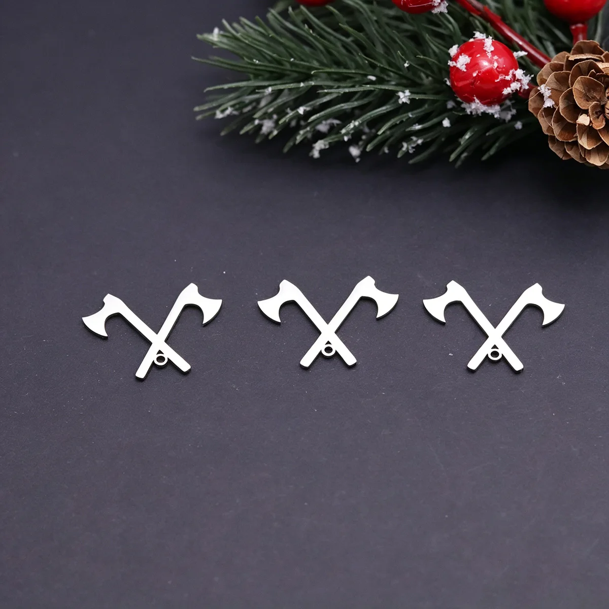 3pcs Viking Crossed Axes Charm Pendant Fit Necklaces DIY Handmade Jewelry Finding Supplies Stainless Steel Accessory