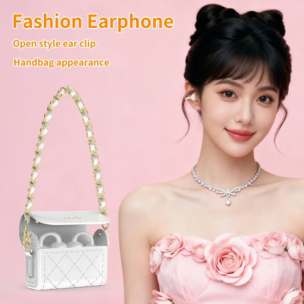 

Ear Clip Open Style Earphone Fashion Handbag Appearance Long Battery Life Bluetooth 5.4 Button Operation Listen Music Headphone