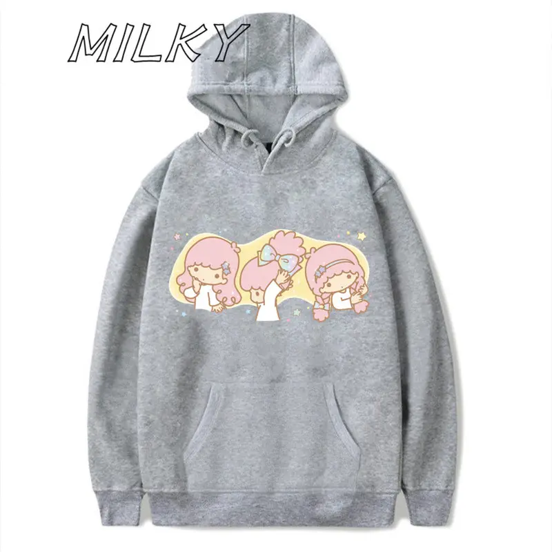 Vintage Little Twin Stars Printed Hoodie Street Style Casual Hoodie Fashion Kiki Lala Women\'s Long Sleeve Clothing Dropshipping