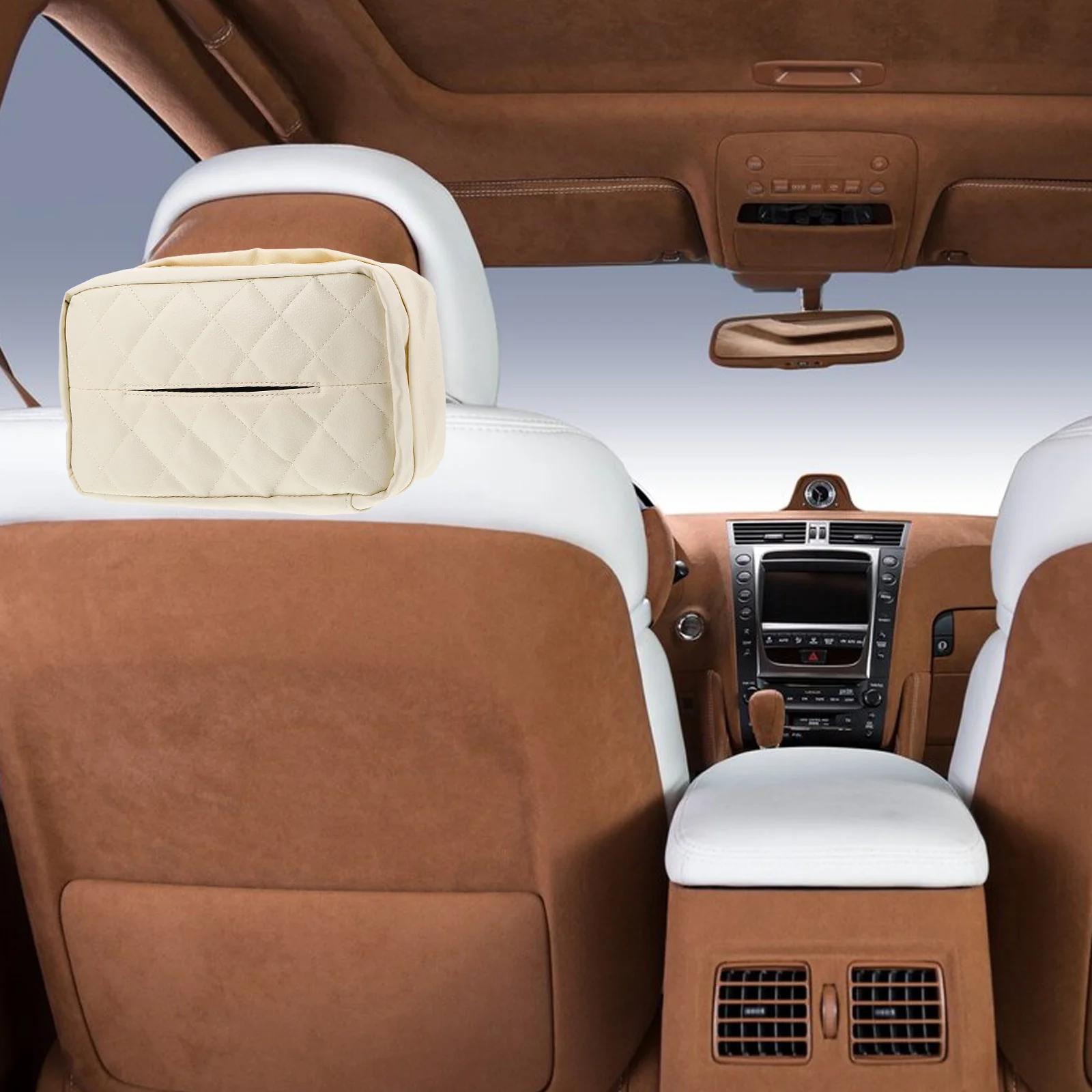 

Universal Car Tissue Holder PU Mounting Box for Sun Visor Armrest Seat Back Decorative Car Interior Accessories Tissue Dispenser