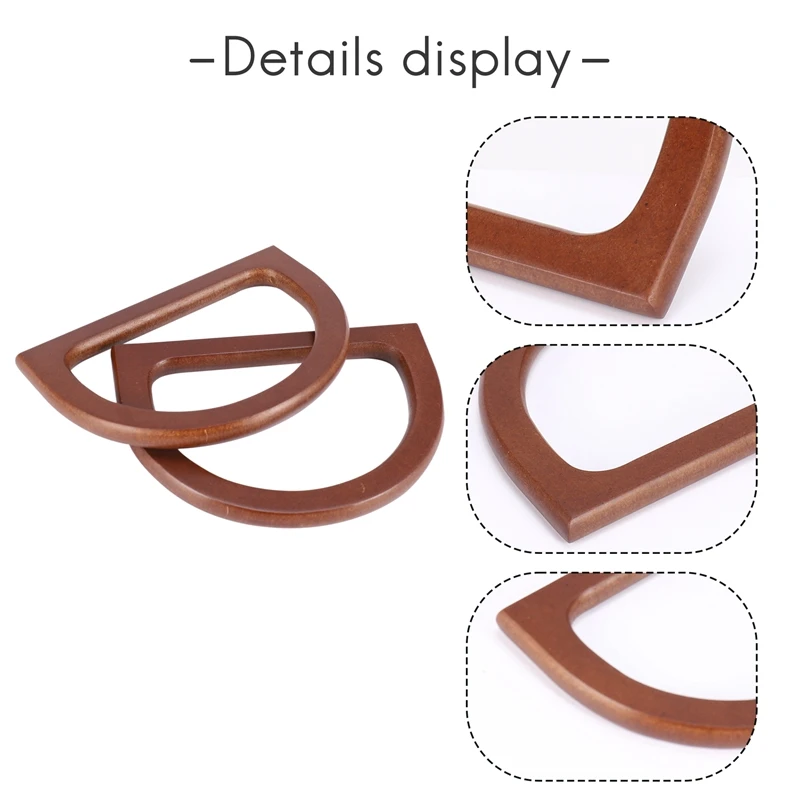 4PCS D-Shaped Wooden Purse Handles, Wood Replacement Handles for DIY Bag Purse Handbags Clutch Making (Brown)-A51M