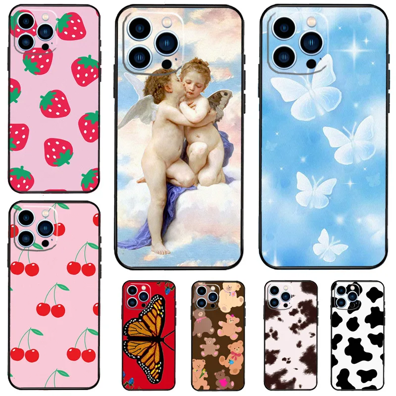 Lucky Butterfly Sky Cute Cowhide Case For Samsung Galaxy M14 M34 M54 M33 M21 M31 M16 M36 M56 M53 M13 M12 M32 M52 M15 M55 M35