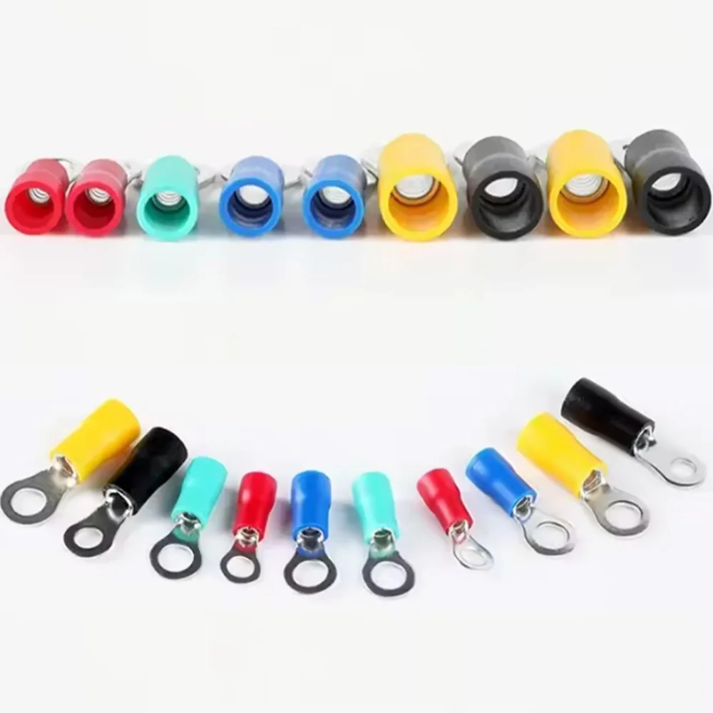 10-100Pcs Ring Crimp Terminal M3/M4 Round Plugs Pre-insulated Ferrules Lugs For Splice Electricals Cable Wire End Connectors