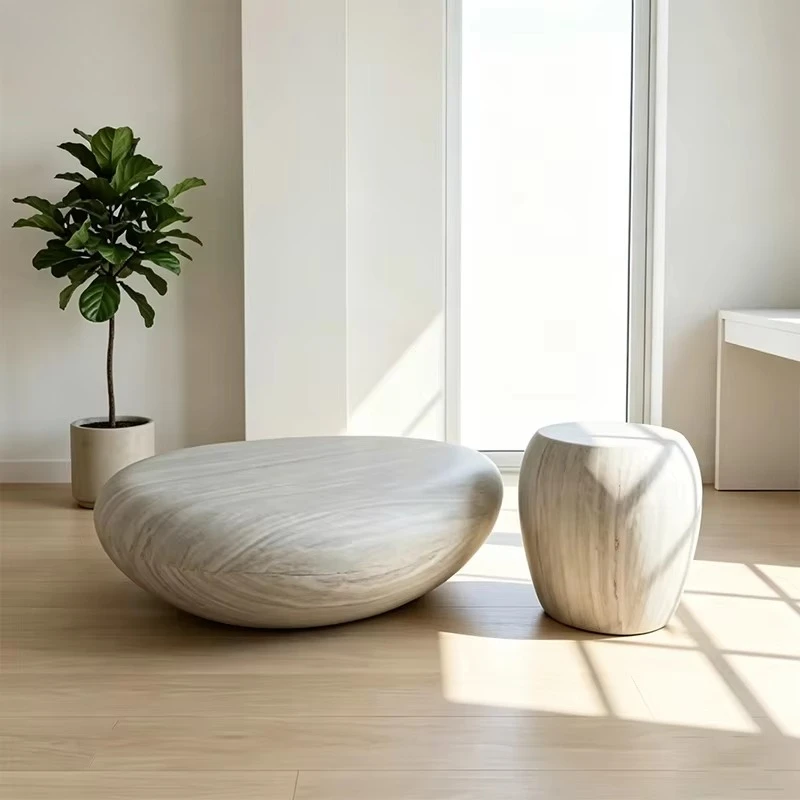 Modern wabi-sabi style organic low coffee table set (suitable for living room)