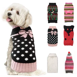 Christmas Dog Clothes Polka Dot Bow Style Luxury Sweater Kitten Knitwear Chihuahua Yorkshire Small Medium Large Dogs Winter Warm