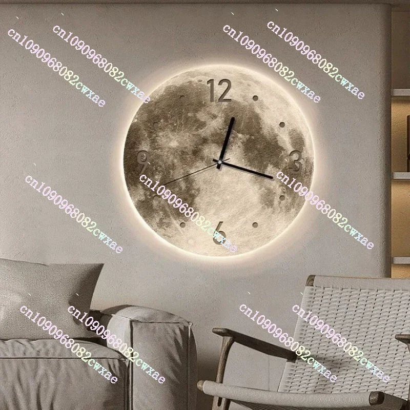 Moon Wall Clock Luxury Noiseless Light Watch Wall Living Room Bedroom Clock Modern  New Decoration Room Design Home Fashion