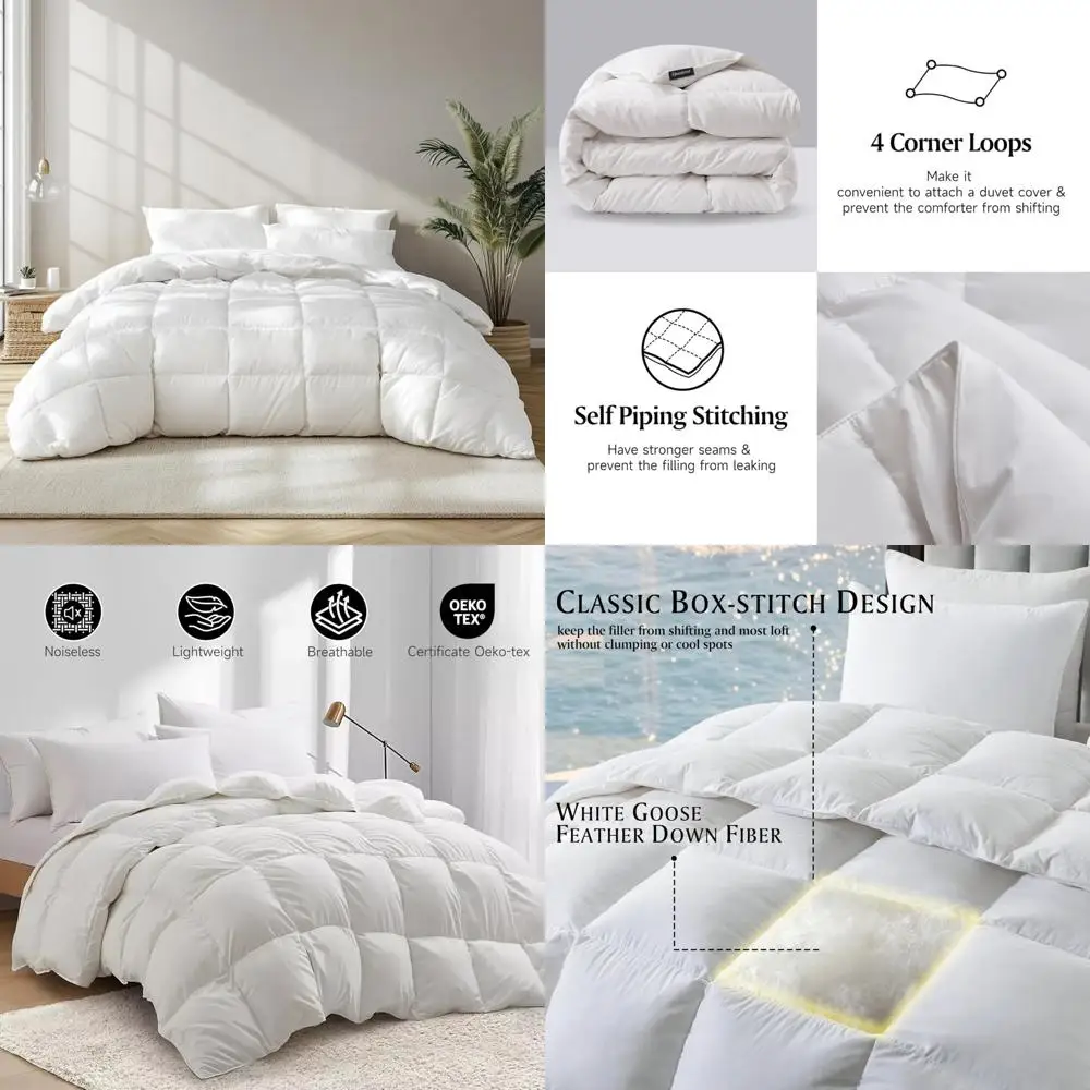 

5-Star Hotel Quality Goose Down Alternative Comforter, Full/Queen Size, 100% Cotton Cover, Luxurious White Duvet Insert for Comf