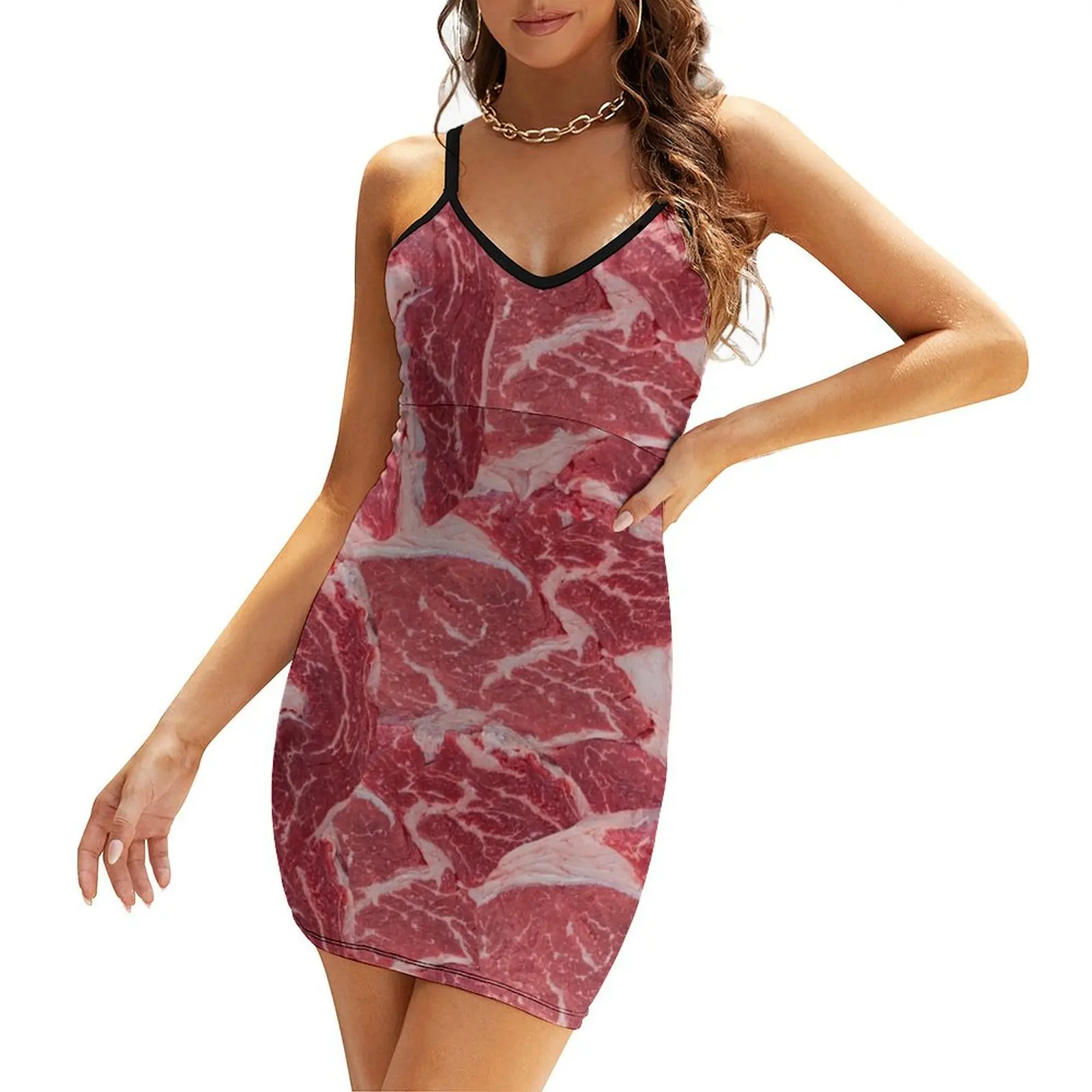 

Meat Sling Dress Women's summer dress women's evening dress 2024 chic and elegant evening women elegant luxury