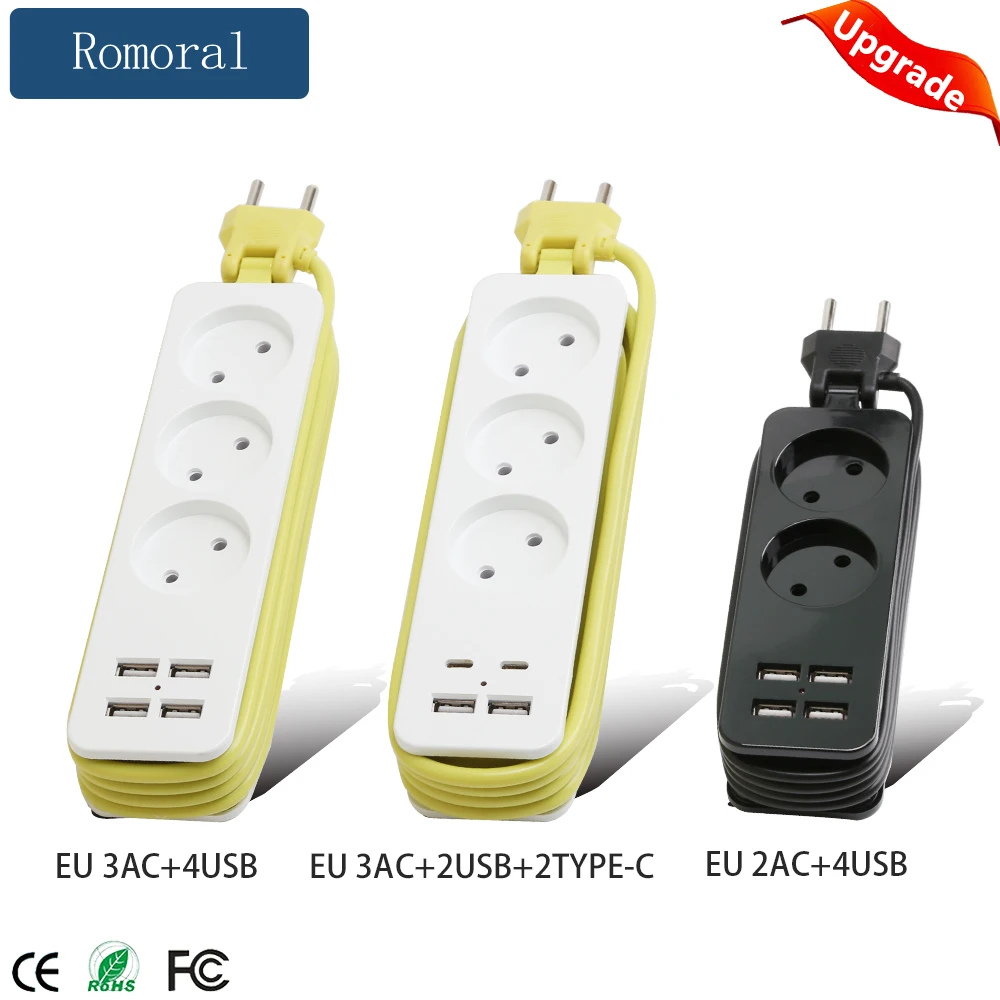 

Удлинитель электрический с 2/3 розетками переменного тока и USB-портами
