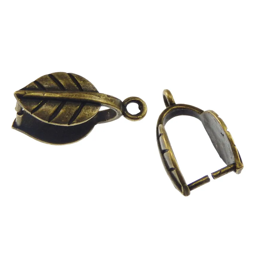 12pcs Antiqued Bronze Tone Brass Vivid Leaf Clasps End Pendant Charms Findings Handmade Jewelry Accessory 37468