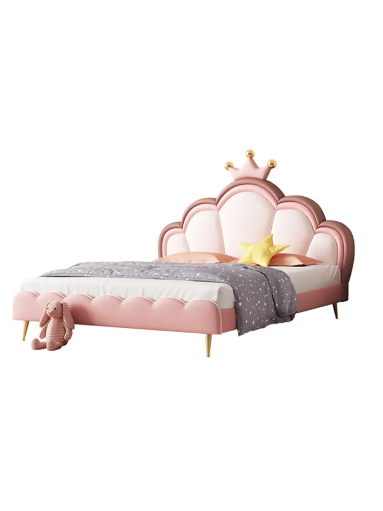 

1.5/1.8m girls pink children 1.2m online celebrity Crown storage drawer leather bed