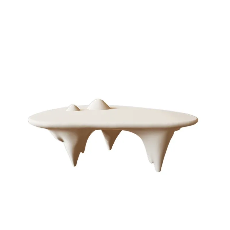 Cream wind coffee table light luxury modern simplicity high-end special-shaped creative design sense artistic personality white