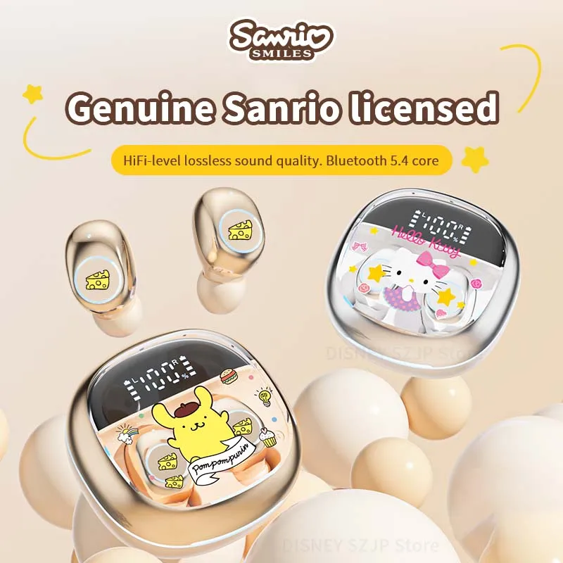 Sanrio TWS Earbuds BL47 Hello Kitty Bluetooth 5.4 Headphones Cute Kuromi Wireless Headsets Kawaii My Melody Noise Reduction