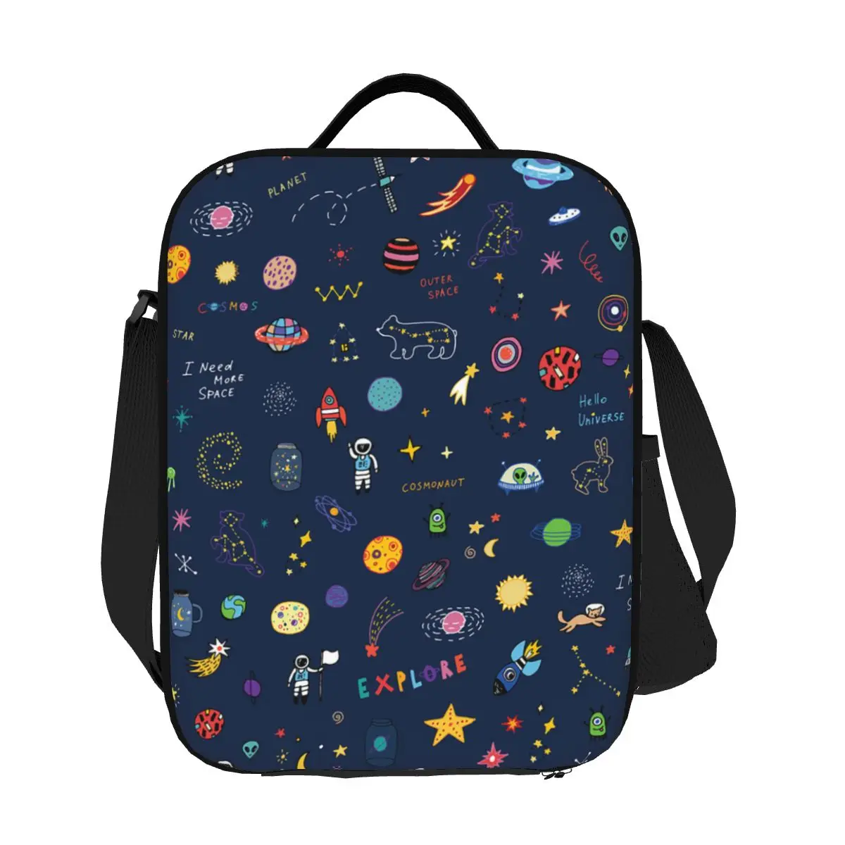 Space Universe Sun Planet Insulated Lunch Bags for Office Astronaut Spaceship Resuable Thermal Cooler Bento Box Children