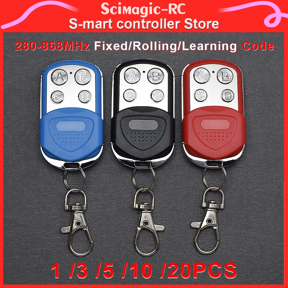 Newest 1-20pcs Garage Door Remote Control for 280-868MHz Fixed/Rolling/Learning Code Handheld Transmitter Gate Opener Command