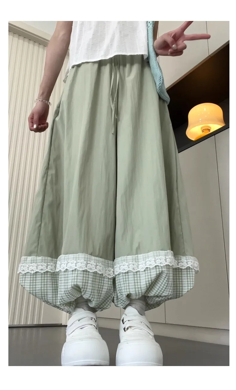 Pantalones para mujer Hip Hop primavera acanalado suelto ocio doblado cintas de lunares malla con paneles fajas Tuck ropa de calle Multicolor Sexy