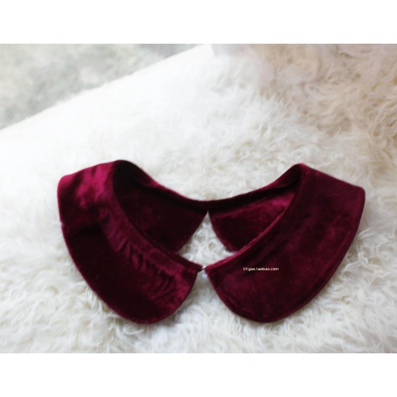 colarinho-falso-retro-de-veludo-burgundy-feito-a-mao-colarinhos-vermelhos-retro