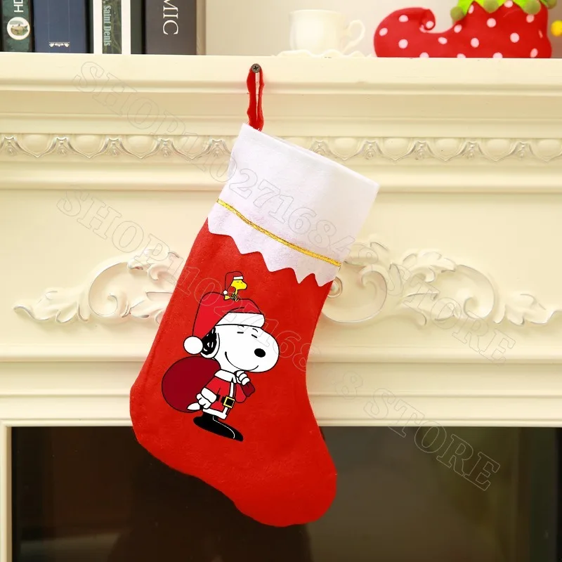Snoopy Calze natalizie Regali Borse Cartoon Anime Stampa grafica Capodanno Cena Festa Decorazioni per la casa Decorazioni per l'albero di Natale Regalo