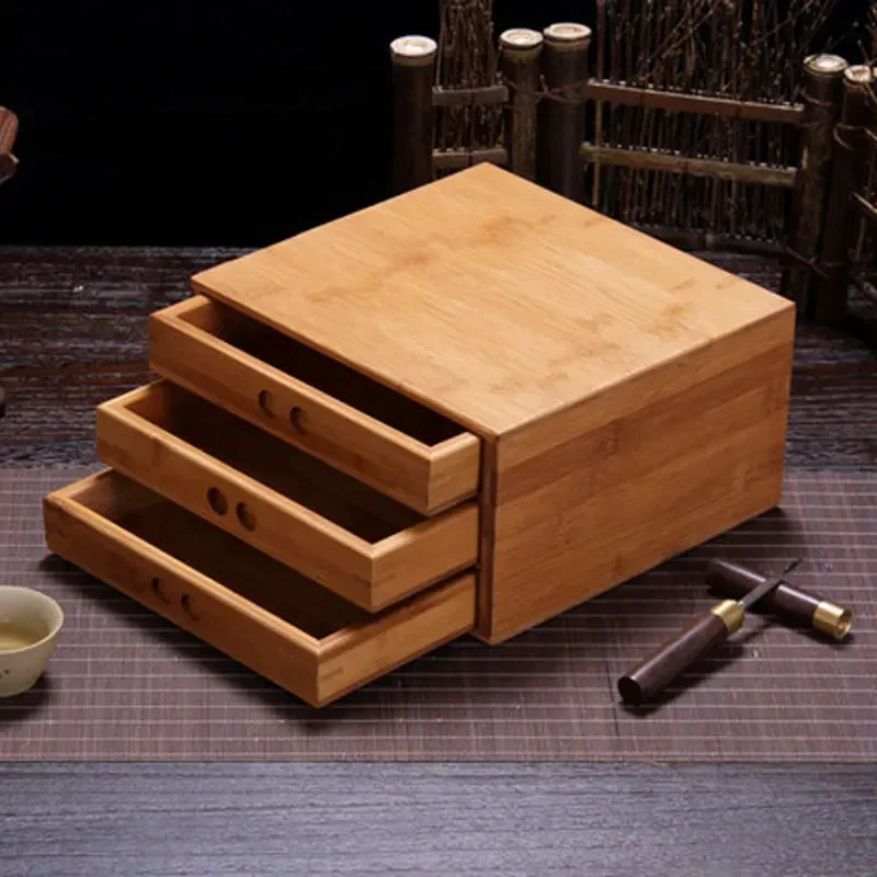 Bamboo  Box Caddies Needle Set Canister For Storage Puer  357g Chinese  Pu-er  1pc