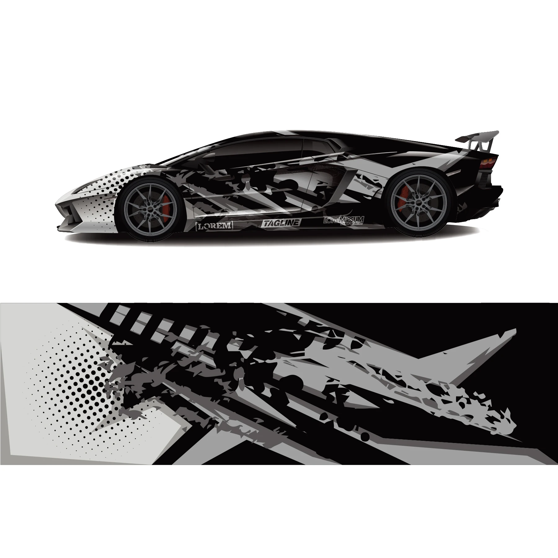 Graffiti Car Full Wrap Sticker Car Decal Decorative Cut Body Racing Graphic Decal Vinyl Wrap Modern Design Red Retro Height 58cm