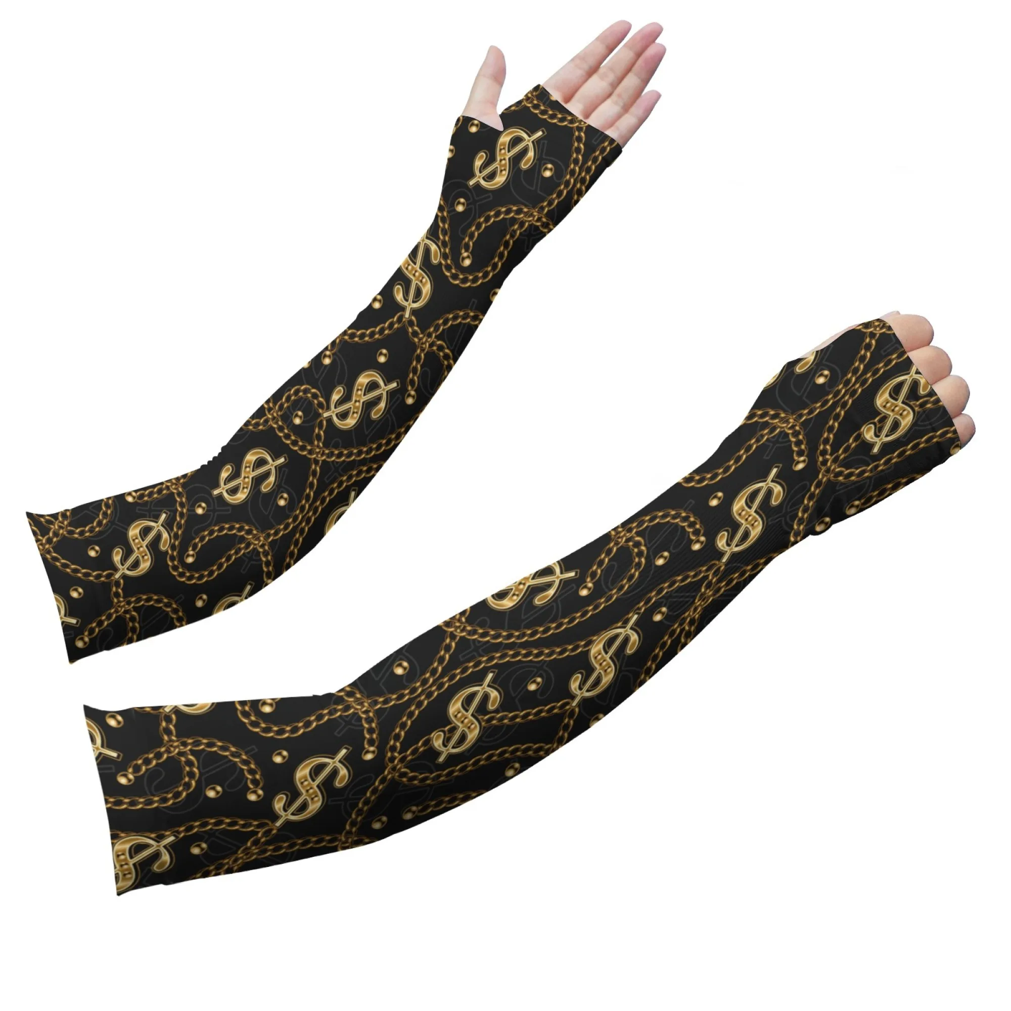 Dollar Sign Sleeves Novelty Outdoor Sports Sunscreen Sleeves Breathable Comfortable Non-slip Quick-drying Cooling Arm Sleeves